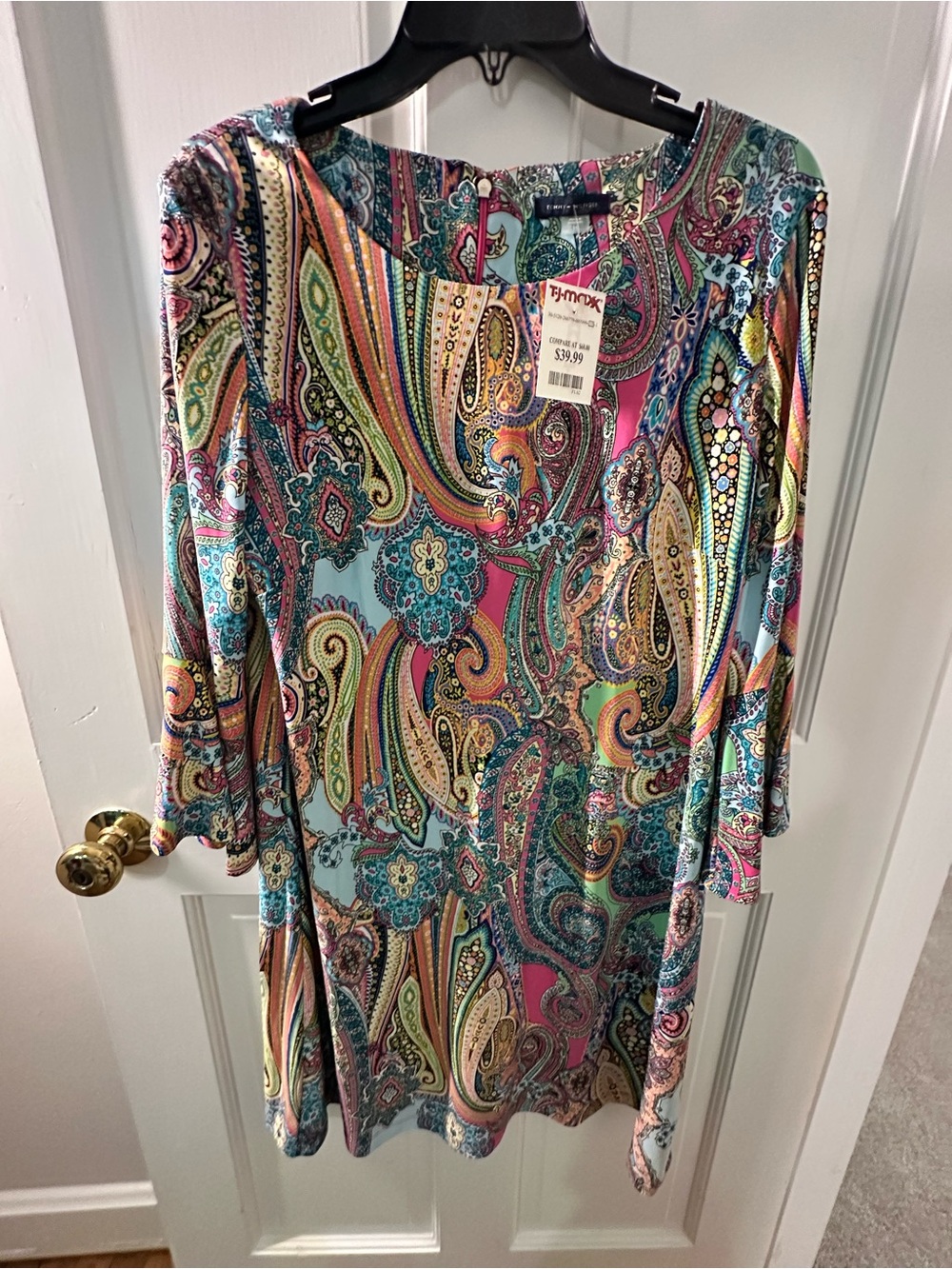 Tommy Hilfiger Multi-Color Paisley Long Sleeve Shift Dress